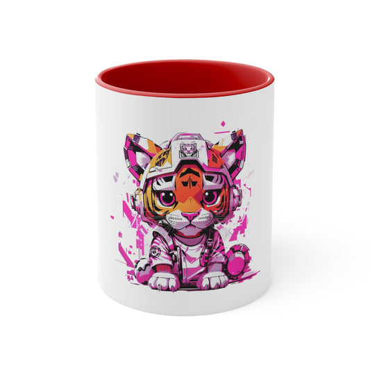 Chibi Magenta Tiger Accent Coffee Mug, 11oz