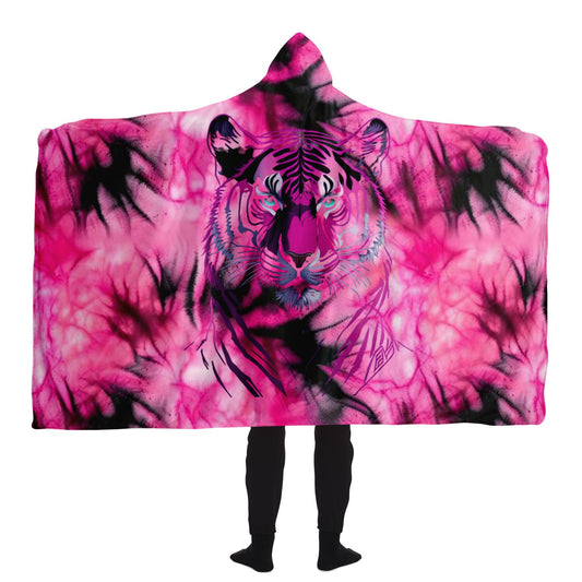 Pink Tiger Tie-Dye Magenta Hooded Blanket